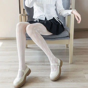 Колготки в сеточку с ромбами белые One Size