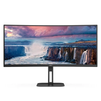Монитор 34" AOC CU34V5C/BK, WQHD, VA, 100Гц, 1 мс, изогнутый, HDMI, DP, USB-C, USB-hub, колонки, черный