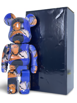 Статуетка Bearbrick x Andy Warhol's Muhammad Ali 400% 28 см Medicom Toy Мухаммед Алі