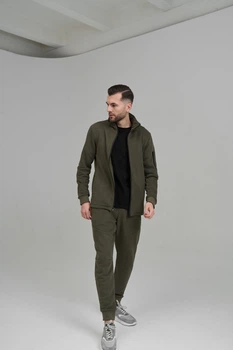 Спортивный костюм мужской тройка Handy Wear Military весна осень с кофтой на замке хаки + футболка черная S