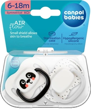 Canpol babies Пустушка силіконова симетрична 6-18 міс BabiesBoo 2 шт. - біла 34/928_whi 5901691889538