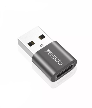 Адаптер OTG с usb на type c переходник с юсб на тайп си Yesido GS09 Black