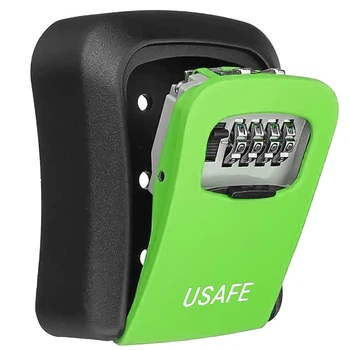 Антивандальний зовнішній міні сейф для ключів uSafe KS-03, з кодовим замком, настінний, Зелений