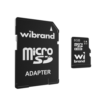 Карта памяти Wibrand microSDHC 8Gb class 10 adapter SD (WICDHC10/8GB-A)