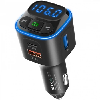 Автомобильный FM-трансмиттер ресивер Aspiring Wave 10 PD 54W LED Bluetooth QC3.0 USB-C 36W Black (WA.7001)