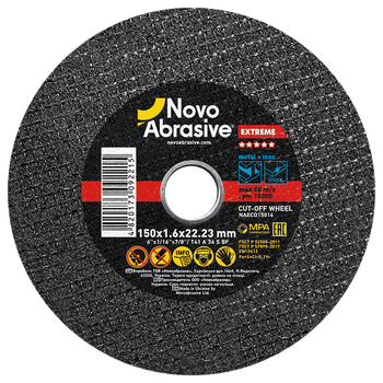 Круг отрезной по металлу NOVOABRASIVE Extreme 150 x 1.6 x 22.23