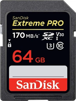 Карта пам'яті SDXC (UHS-1 U3) SanDisk Extreme PRO 64Gb class 10 V30 (170Mb/s) (SDSDXXY-064G-GN4IN)