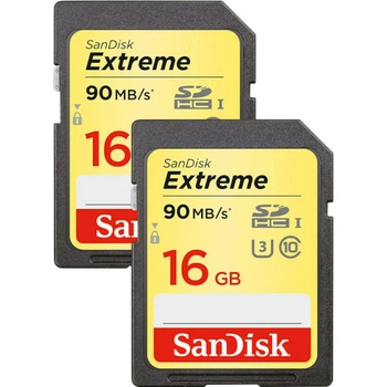 Карта пам'яті SDHC (UHS-1 U3) SanDisk Extreme 2x16Gb class 10 (90Mb/s, 600x) (SDSDXNE-016G-GNCI2)