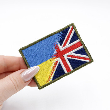 Шеврон на одяг мультиколір прапор України та Англії на липучці