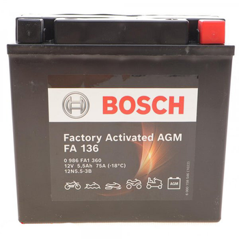 Мото аккумулятор FA 136 5.5Ач 75А "+" справа Bosch, 0 986 FA1 360