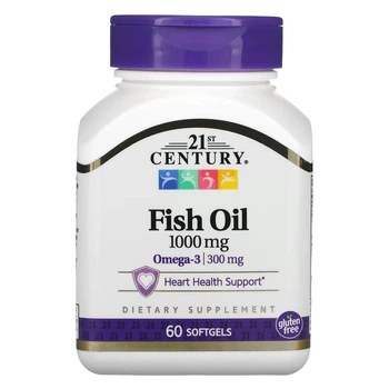 Жирні кислоти 21st Century Риб'ячий жир 1000 мг Fish Oil 60 желатинових капсул