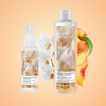 Доглядовий набір Avon Senses"Справжня розкіш" з двох продуктів(крем-гель для душу 250 мл та спрей для тіла 100 мл)