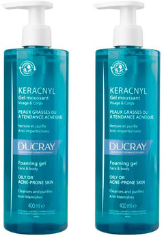 Гель для вмивання обличчя й тіла Ducray Keracnyl Duplo 2 x 400 мл (3282779369206)