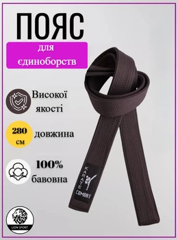 Пояс для кимоно WSC Fight+, 280 см, коричневый.