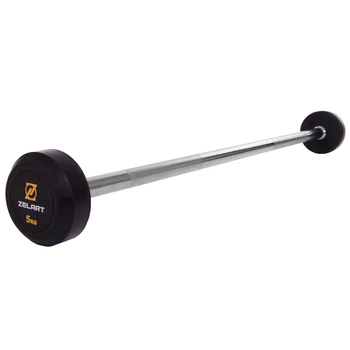 Штанга фиксированная 5 кг прямая металл резина насечки для рук Zelart Rubber Coated Barbell черная TA-2685-5