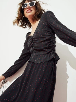 Блузка жіноча H&M 061038545 XS Чорна/Серця (KOZ6666000314222)