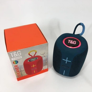 Портативна Bluetooth колонка T&G TG-658 бездротова акустика Bluetooth 5.3 8Вт USB TF карта AUX FM радіо світлодіодна підсвітка акумулятор 1200 мАг вбудований мікрофон для смартфона планшета ноутбука переносна колонка синя