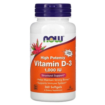 Вітаміни Now Foods Вітамін D-3 1000IU 360 желатинових капсул