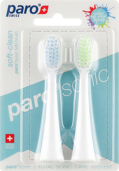 Змінні щітки для звукової зубної щітки, синя + салатова - Paro Swiss Sonic Soft-Clean 2шт (2шт) (988321-1281540-2)
