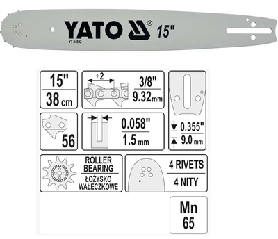 Шина Мотопилы 38 см Для Пильной Цепи 3/8"; 56Z YATO (YT-84932)