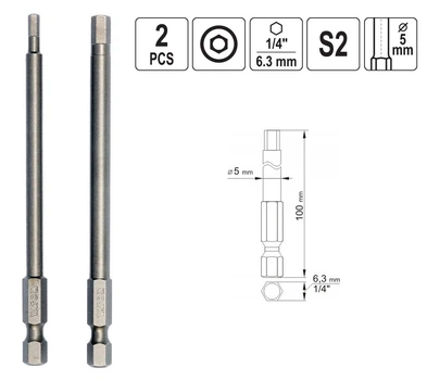 Біта Шестигранна HEX TAMPER (№3 та №5) L=100 мм Набір 2 шт YATO