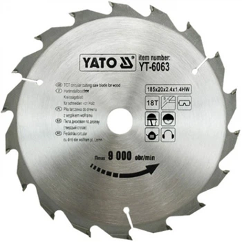 Диск Для Циркулярной Пилы Ø 185 х 20 х 2.4 мм, 18 зубьев YATO (YT-6063)