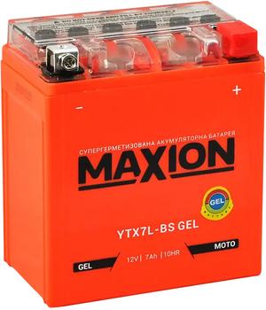 Мото акумулятор Maxion YTX7L-BS GEL 12 В 7 А/год 75 A (4820219072232)