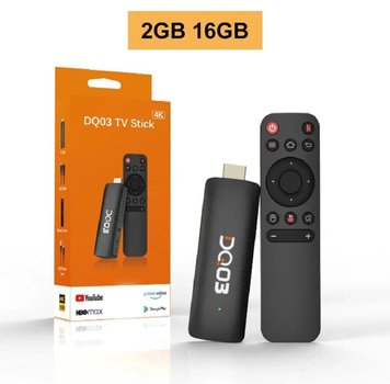 Смарт ТВ-приставка стик / медиаплеер DQ03 4K Android 10 с 2.4/5.8G WIFI + пульт ДУ и ИК-удлинитель, 2GB+16GB, черная (85951311)