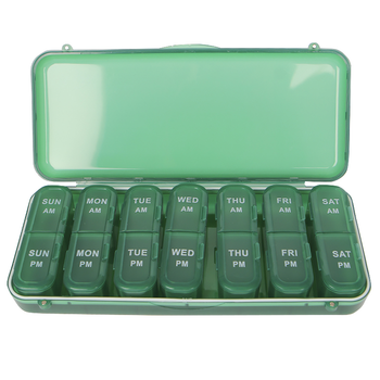 Таблетка органайзер Lesko FY-8412 Dark Green для таблеток на 14 відділень
