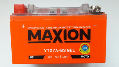 Мото аккумулятор гелевый YTX7A-BS Maxion (GEL) 12V, 7Ah, 150x87x94 мм