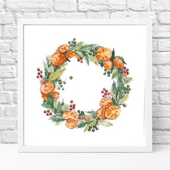 Постер в рамке Рождественнский венок 30x30 см