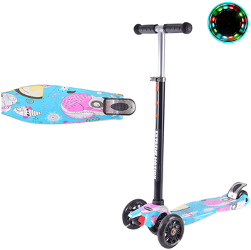 Самокат детский для девочки Scooter на 3-6 лет светящиеся колеса RT