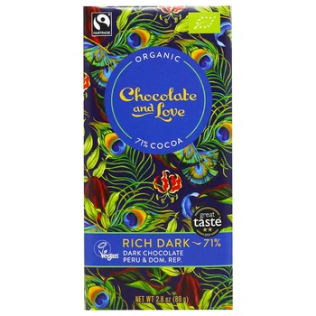 Черный шоколад органический 71% какао Chocolate and Love (20608566)