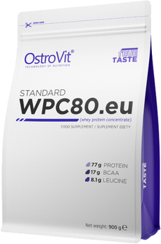 Białko OstroVit Standart WPC80.eu 900 g Malina (5903246221886)