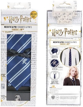 Krawat Harry Potter Deluxe Ravenclaw z metalowym znaczkiem (4895205600645)