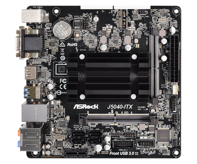 Материнская плата ASRock J5040-ITX Quad-Core Pentium 3.2GHz 2xDDR4 SoDIMM VGA/HDMI/DVI 1*PCIe 4xSATAIII miniITX