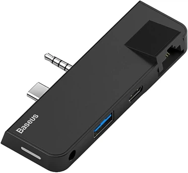Док-станция хаб Baseus CAHUB-FG01 USB3.1 Type-C 3.5mm - USB 3.0 RJ45 Type-C 3.5mm для Surface Go Black
