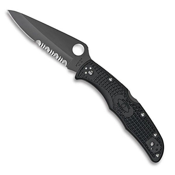 Ніж складальний Spyderco Endura 4 Black Blade, напівсерейтор тип замка Back Lock C10PSBBK