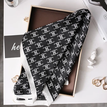 Женский платок бандана шарф повязка на шею сумку голову Honey Fashion Accessories черный (12-179)