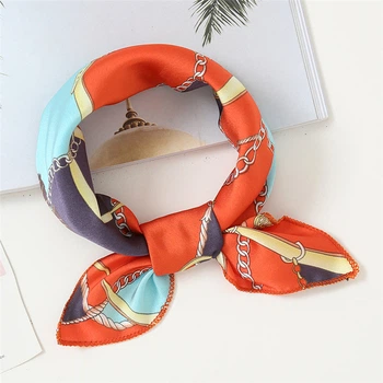 Женский платок бандана шарф повязка на шею сумку голову Honey Fashion Accessories красно-бирюзовый (12-183)