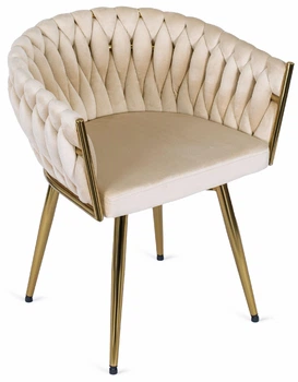 Стілець Just Sit IMPERIA velvet Бежевий для вітальні, золоті ніжки, велюрове сидіння GLAMOUR LOFT