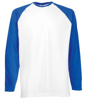 Футболка з довгим рукавом Fruit of the Loom Long sleeve baseball 2XL AW Білий / Яскраво Синій (0610280AW2XL)