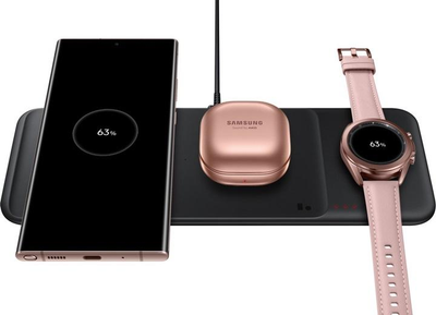Бездротовий зарядний пристрій Samsung Wireless Charger Trio (Phone + Galaxy Watch + Galaxy Buds) Black (EP-P6300TBRGRU)