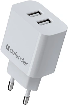 Сетевое зарядное устройство Defender UPA-22 2xUSB 2.1А White (83580)