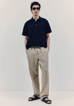 Чоловічі штани з лляної суміші Relaxed fit H&M (57422) S Бежеві