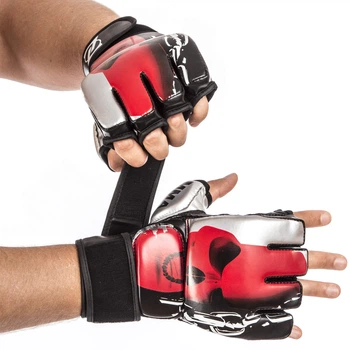 Перчатки для смешанных единоборств MMA PU ZELART (р-р L, черный-красный) (BO-1319_Черно-красный_L)