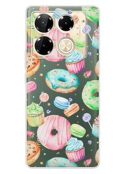 Прозрачный силиконовый чехол Infinix Note 40 Pro с рисунком - Пончики (ISIN40PR-30)