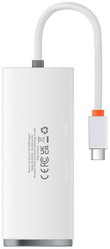 Хаб USB-C 4в1 Baseus Lite Series 4 x USB 3.0 + USB-C 25 cm White (WKQX030302)