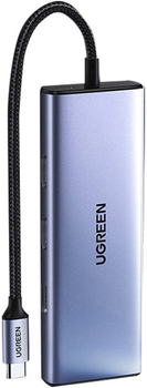 Адаптер Хаб USB-C 9в1 Ugreen 2 x USB-A 3.0 + USB-A 2.0 + 2 x HDMI 4K/60Hz + SD/TF + RJ45 Gray (6957303891191)