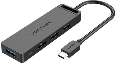 Hub USB-C 3.0 do 4x USB 3.0 z zasilaczem Vention 1 m Black (6922794746756)